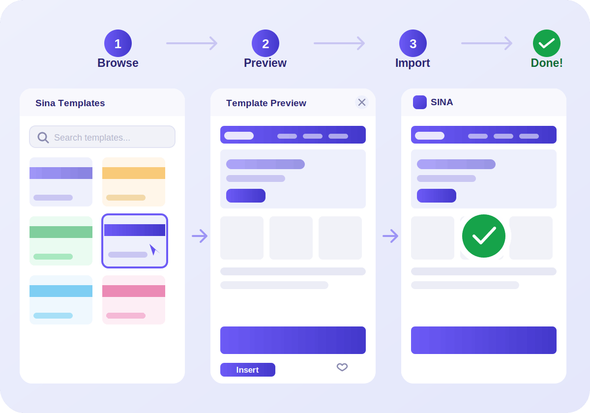 Sina Extension free elemntor templates import process